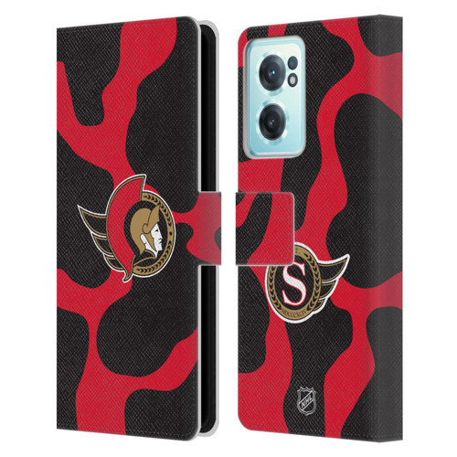 NHL Ottawa Senators Cow Pattern Leather Book Wallet Case Cover For OnePlus Nord CE 2 5G