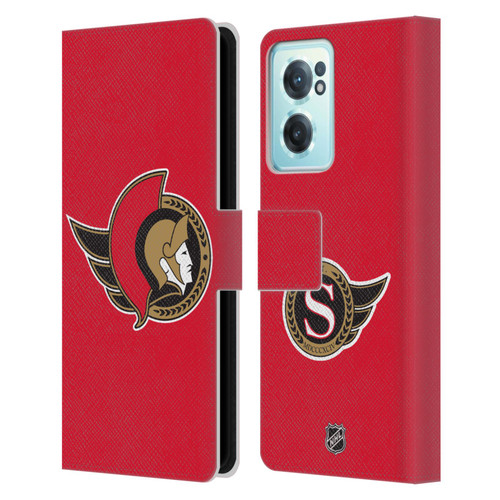 NHL Ottawa Senators Plain Leather Book Wallet Case Cover For OnePlus Nord CE 2 5G