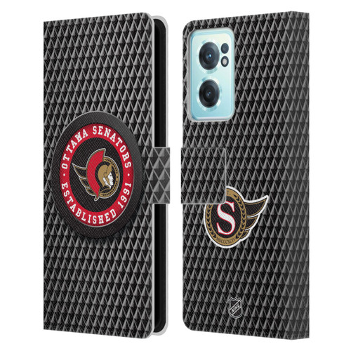 NHL Ottawa Senators Puck Texture Leather Book Wallet Case Cover For OnePlus Nord CE 2 5G