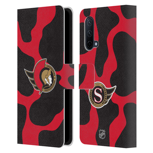 NHL Ottawa Senators Cow Pattern Leather Book Wallet Case Cover For OnePlus Nord CE 5G