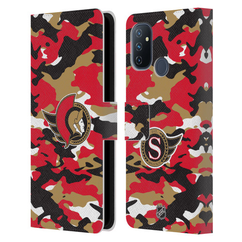NHL Ottawa Senators Camouflage Leather Book Wallet Case Cover For OnePlus Nord N100