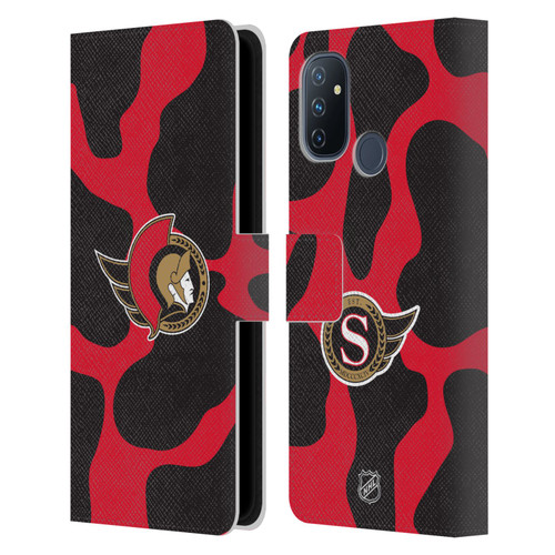 NHL Ottawa Senators Cow Pattern Leather Book Wallet Case Cover For OnePlus Nord N100