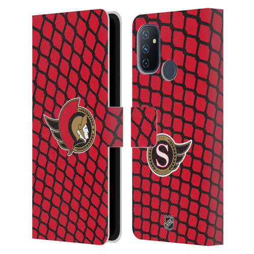 NHL Ottawa Senators Net Pattern Leather Book Wallet Case Cover For OnePlus Nord N100