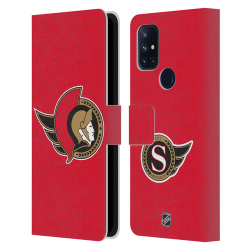 NHL Ottawa Senators Plain Leather Book Wallet Case Cover For OnePlus Nord N10 5G