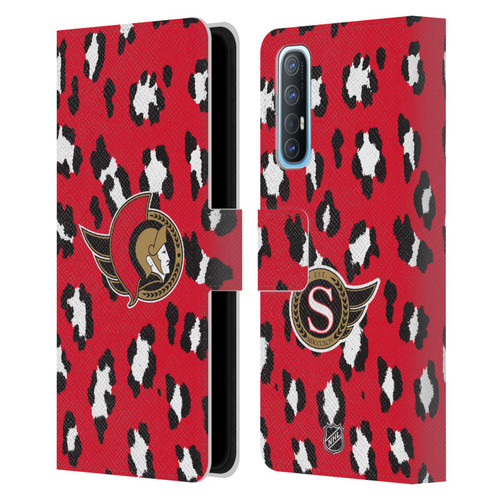 NHL Ottawa Senators Leopard Patten Leather Book Wallet Case Cover For OPPO Find X2 Neo 5G