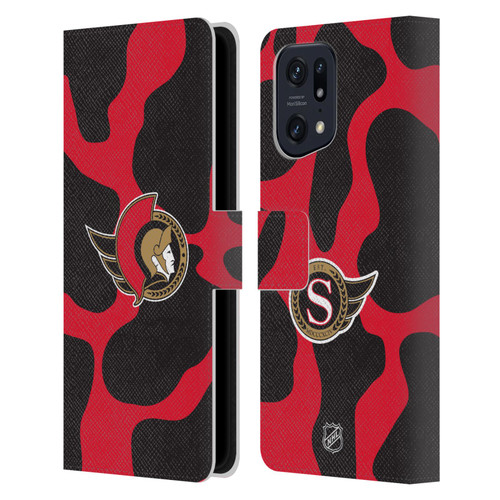 NHL Ottawa Senators Cow Pattern Leather Book Wallet Case Cover For OPPO Find X5