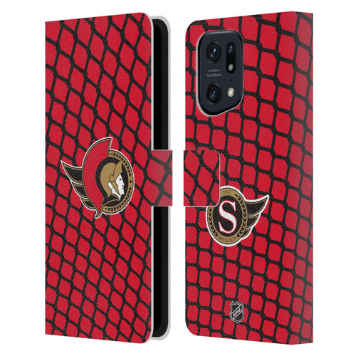 NHL Ottawa Senators Net Pattern Leather Book Wallet Case Cover For OPPO Find X5 Pro