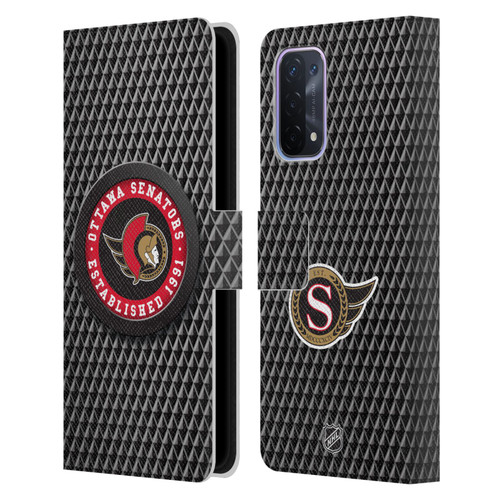 NHL Ottawa Senators Puck Texture Leather Book Wallet Case Cover For OPPO A54 5G