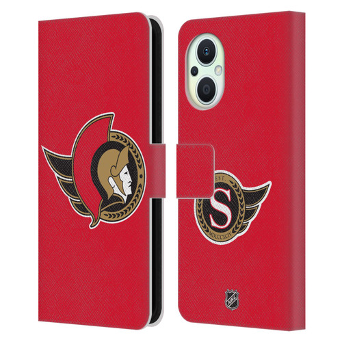 NHL Ottawa Senators Plain Leather Book Wallet Case Cover For OPPO Reno8 Lite