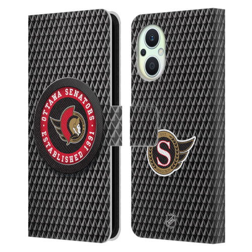 NHL Ottawa Senators Puck Texture Leather Book Wallet Case Cover For OPPO Reno8 Lite