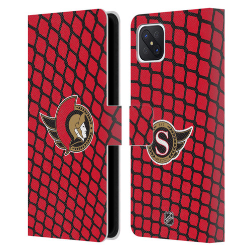 NHL Ottawa Senators Net Pattern Leather Book Wallet Case Cover For OPPO Reno4 Z 5G
