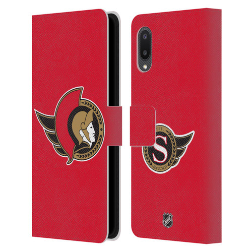 NHL Ottawa Senators Plain Leather Book Wallet Case Cover For Samsung Galaxy A02/M02 (2021)