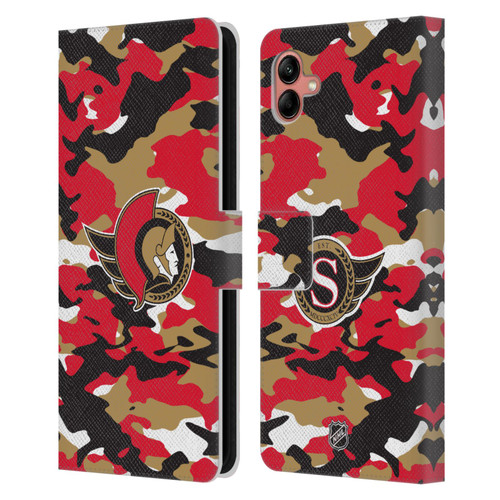 NHL Ottawa Senators Camouflage Leather Book Wallet Case Cover For Samsung Galaxy A04 (2022)