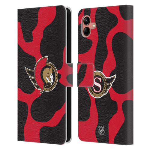 NHL Ottawa Senators Cow Pattern Leather Book Wallet Case Cover For Samsung Galaxy A04 (2022)