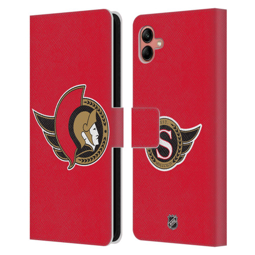 NHL Ottawa Senators Plain Leather Book Wallet Case Cover For Samsung Galaxy A04 (2022)