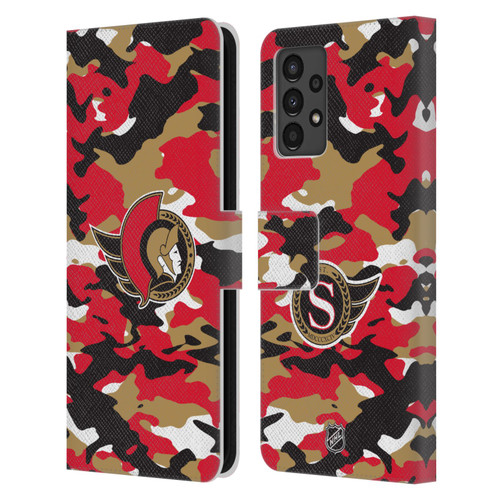 NHL Ottawa Senators Camouflage Leather Book Wallet Case Cover For Samsung Galaxy A13 (2022)