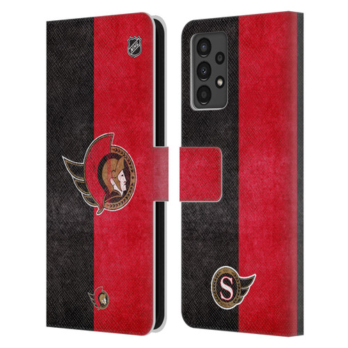 NHL Ottawa Senators Half Distressed Leather Book Wallet Case Cover For Samsung Galaxy A13 (2022)