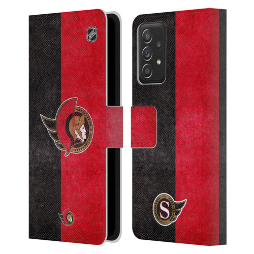 NHL Ottawa Senators Half Distressed Leather Book Wallet Case Cover For Samsung Galaxy A53 5G (2022)