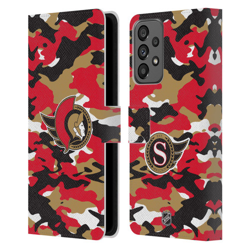 NHL Ottawa Senators Camouflage Leather Book Wallet Case Cover For Samsung Galaxy A73 5G (2022)