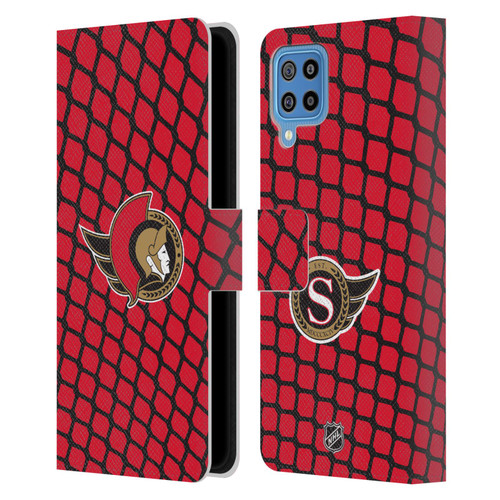 NHL Ottawa Senators Net Pattern Leather Book Wallet Case Cover For Samsung Galaxy F22 (2021)