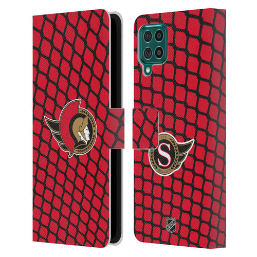 NHL Ottawa Senators Net Pattern Leather Book Wallet Case Cover For Samsung Galaxy F62 (2021)