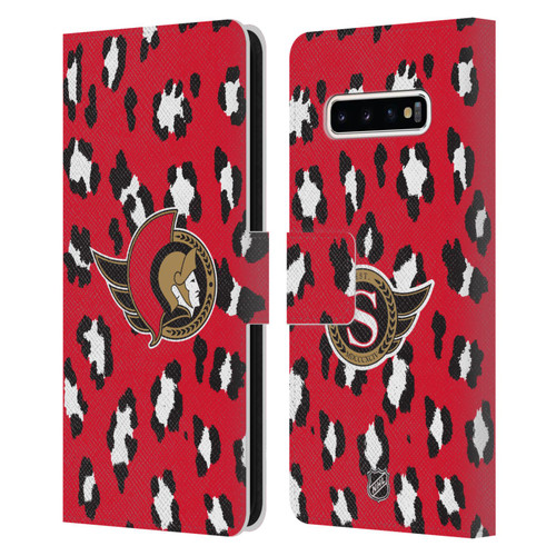 NHL Ottawa Senators Leopard Patten Leather Book Wallet Case Cover For Samsung Galaxy S10+ / S10 Plus