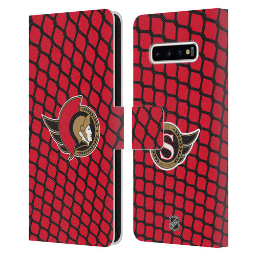 NHL Ottawa Senators Net Pattern Leather Book Wallet Case Cover For Samsung Galaxy S10+ / S10 Plus