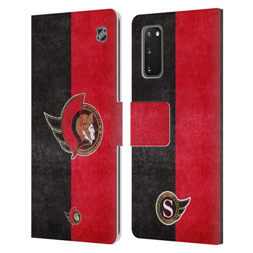 NHL Ottawa Senators Half Distressed Leather Book Wallet Case Cover For Samsung Galaxy S20 / S20 5G