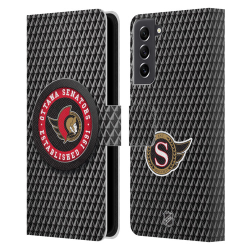 NHL Ottawa Senators Puck Texture Leather Book Wallet Case Cover For Samsung Galaxy S21 FE 5G