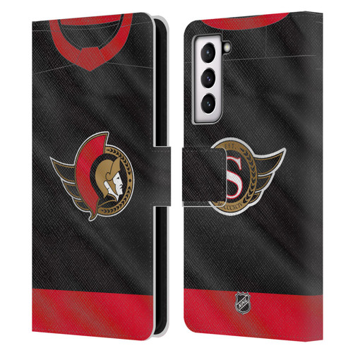 NHL Ottawa Senators Jersey Leather Book Wallet Case Cover For Samsung Galaxy S21 5G