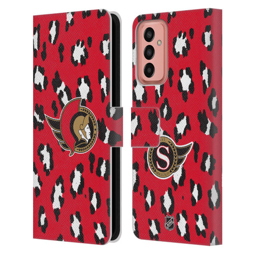 NHL Ottawa Senators Leopard Patten Leather Book Wallet Case Cover For Samsung Galaxy M13 (2022)