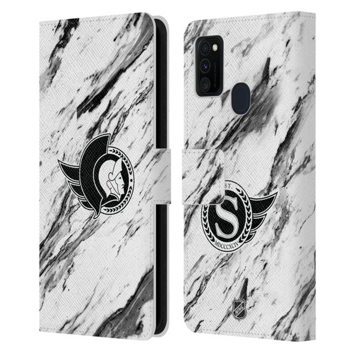 NHL Ottawa Senators Marble Leather Book Wallet Case Cover For Samsung Galaxy M30s (2019)/M21 (2020)