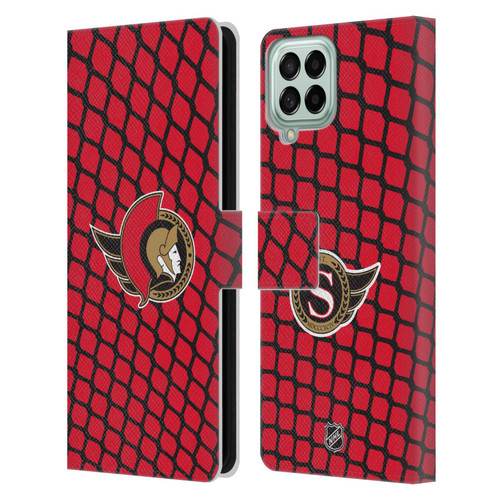 NHL Ottawa Senators Net Pattern Leather Book Wallet Case Cover For Samsung Galaxy M33 (2022)