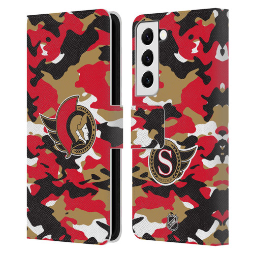 NHL Ottawa Senators Camouflage Leather Book Wallet Case Cover For Samsung Galaxy S22 5G