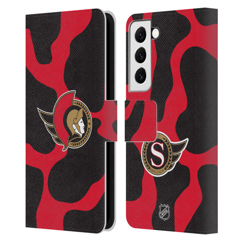 NHL Ottawa Senators Cow Pattern Leather Book Wallet Case Cover For Samsung Galaxy S22 5G