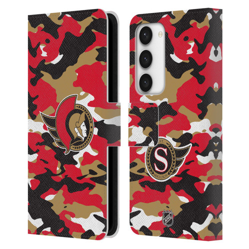 NHL Ottawa Senators Camouflage Leather Book Wallet Case Cover For Samsung Galaxy S23 5G