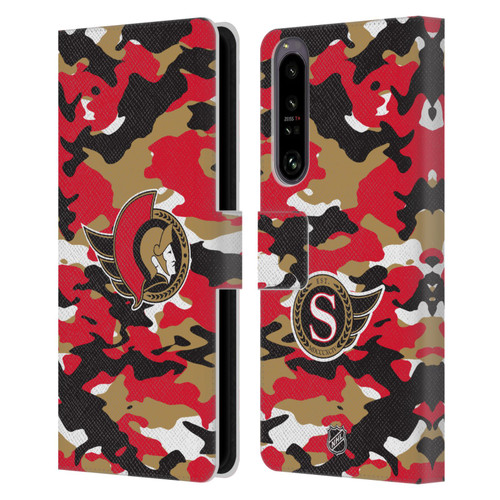 NHL Ottawa Senators Camouflage Leather Book Wallet Case Cover For Sony Xperia 1 IV