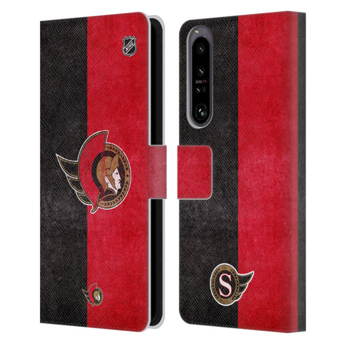 NHL Ottawa Senators Half Distressed Leather Book Wallet Case Cover For Sony Xperia 1 IV