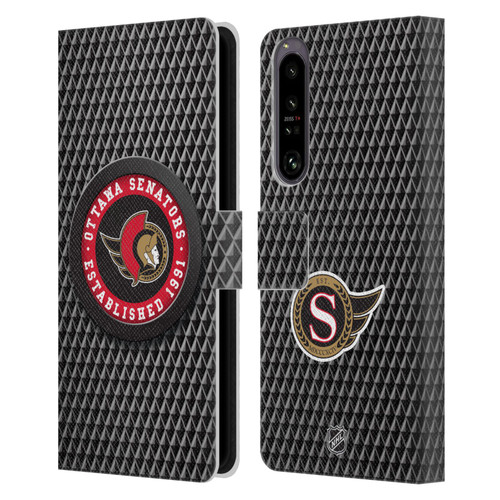 NHL Ottawa Senators Puck Texture Leather Book Wallet Case Cover For Sony Xperia 1 IV