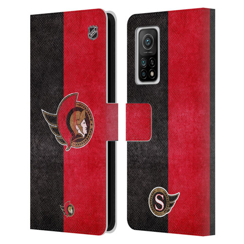 NHL Ottawa Senators Half Distressed Leather Book Wallet Case Cover For Xiaomi Mi 10T 5G