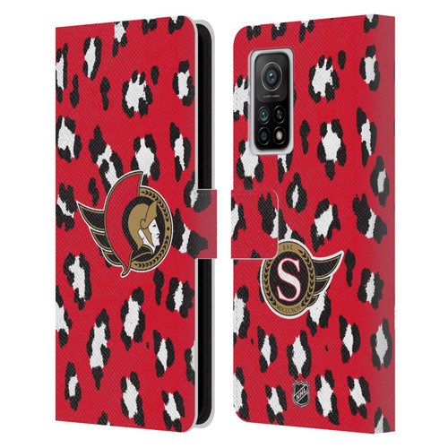 NHL Ottawa Senators Leopard Patten Leather Book Wallet Case Cover For Xiaomi Mi 10T 5G