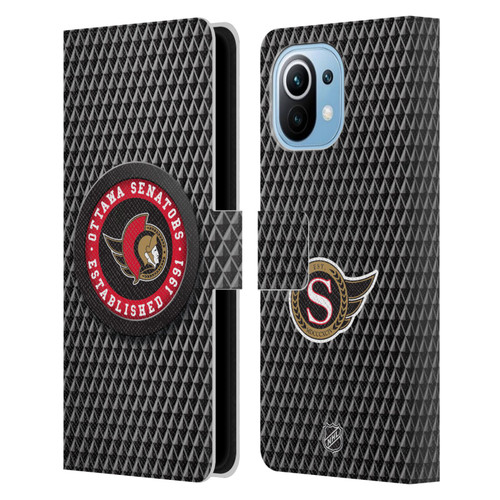 NHL Ottawa Senators Puck Texture Leather Book Wallet Case Cover For Xiaomi Mi 11