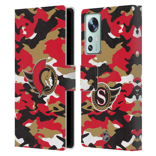 NHL Ottawa Senators Camouflage Leather Book Wallet Case Cover For Xiaomi 12