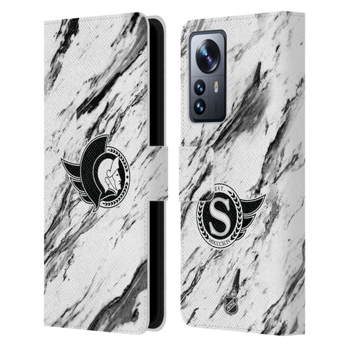 NHL Ottawa Senators Marble Leather Book Wallet Case Cover For Xiaomi 12 Pro