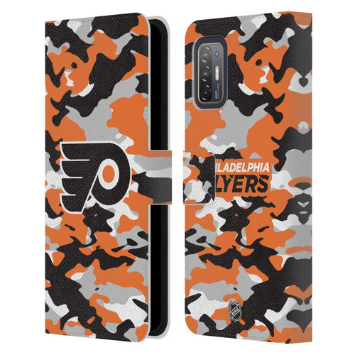 NHL Philadelphia Flyers Camouflage Leather Book Wallet Case Cover For HTC Desire 21 Pro 5G