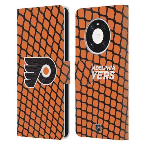 NHL Philadelphia Flyers Net Pattern Leather Book Wallet Case Cover For Huawei Mate 40 Pro 5G