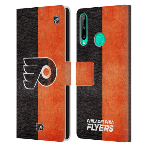 NHL Philadelphia Flyers Half Distressed Leather Book Wallet Case Cover For Huawei P40 lite E