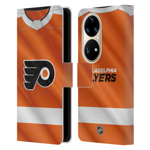 NHL Philadelphia Flyers Jersey Leather Book Wallet Case Cover For Huawei P50 Pro