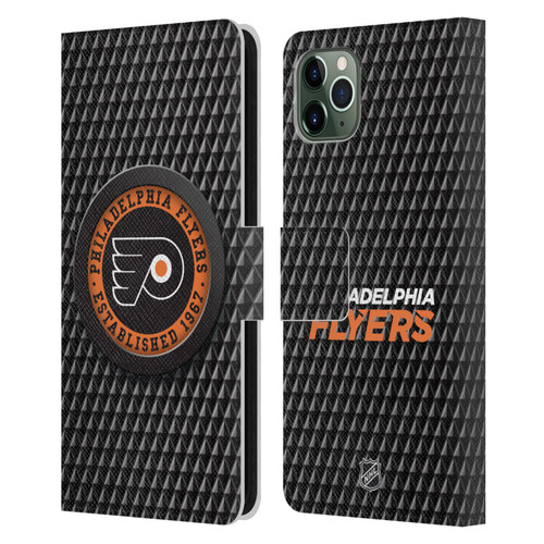 NHL Philadelphia Flyers Puck Texture Leather Book Wallet Case Cover For Apple iPhone 11 Pro Max