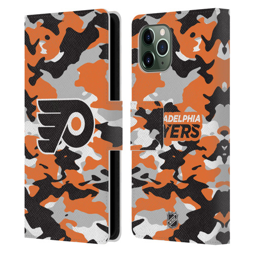 NHL Philadelphia Flyers Camouflage Leather Book Wallet Case Cover For Apple iPhone 11 Pro
